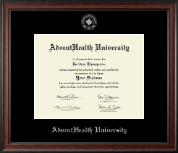 AdventHealth University Silver Embossed Diploma Frame in Studio