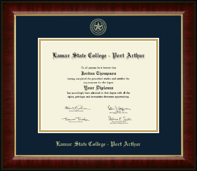 Lamar State College - Port Arthur diploma frame - Gold Embossed Diploma Frame in Murano