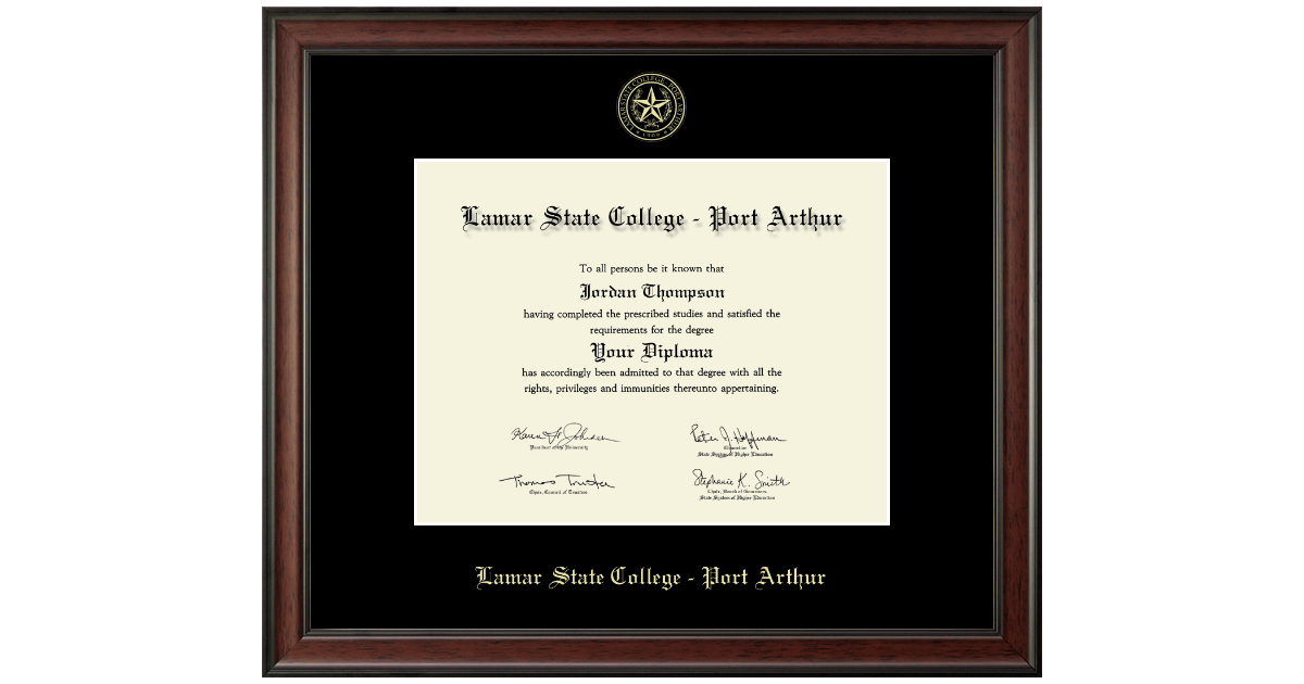 Gold Embossed Diploma Frame in Studio Lamar State College Port Arthur Item 327723 from