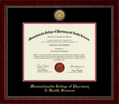 Massachusetts College of Pharmacy & Health Sciences diploma frame - Gold Engraved Medallion Diploma Frame in Sutton