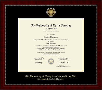 University of North Carolina Eshelman School of Pharmacy diploma frame - Gold Engraved Medallion Diploma Frame in Sutton