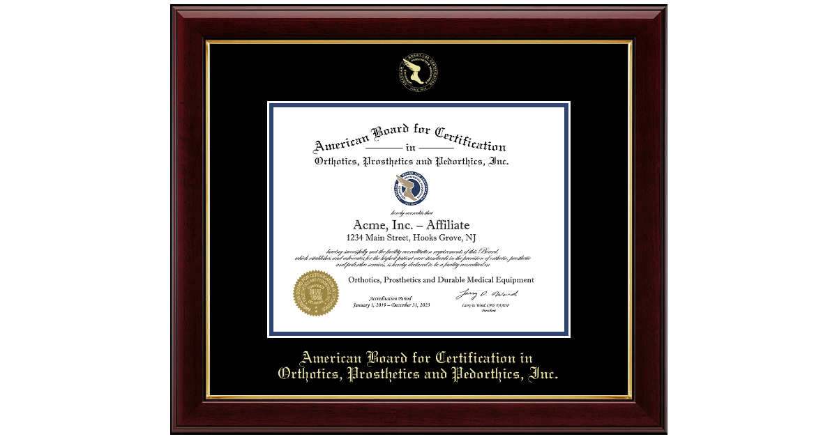 Gold Embossed Diploma Frame in Gallery American Board for Certification