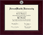 AdventHealth University Century Silver Engraved Diploma Frame in Cordova