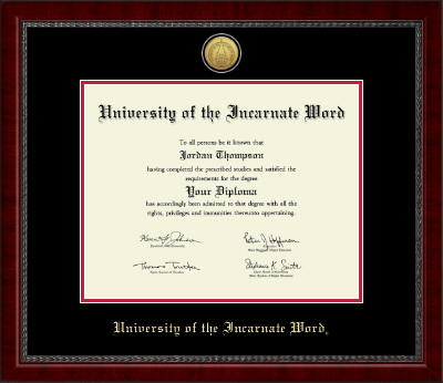 University of the Incarnate Word diploma frame - Gold Engraved Medallion Diploma Frame in Sutton