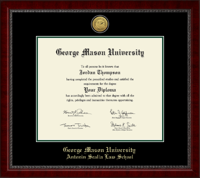 George Mason University Antonin Scalia Law School diploma frame - Gold Engraved Medallion Diploma Frame in Sutton