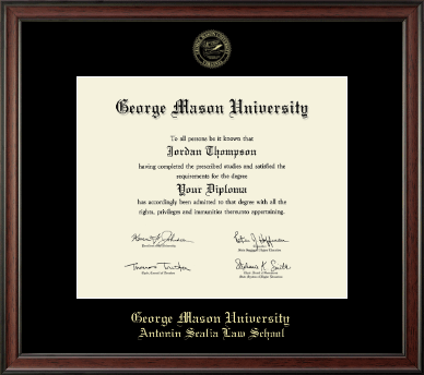 George Mason University Antonin Scalia Law School diploma frame - Gold Embossed Diploma Frame in Studio
