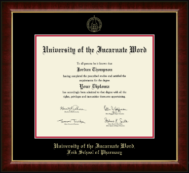 University of the Incarnate Word diploma frame - Gold Embossed Diploma Frame in Murano