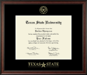 Texas State University Gold Embossed Diploma Frame in Studio
