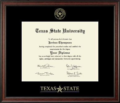 Texas State University diploma frame - Gold Embossed Diploma Frame in Studio