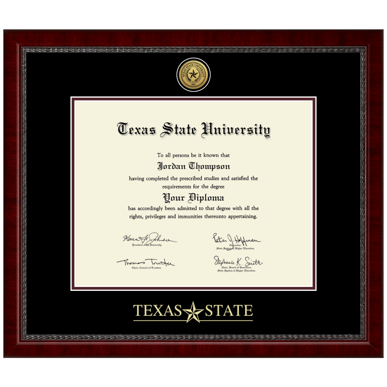 Gold Engraved Medallion Diploma Frame in Sutton Texas State University