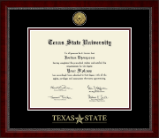 Texas State University Gold Engraved Medallion Diploma Frame in Sutton