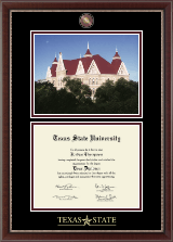 Texas State University Campus Scene Masterpiece Diploma Frame in Chateau