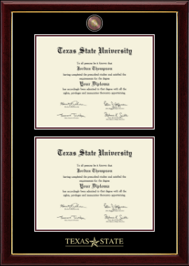 Texas State University diploma frame - Masterpiece Medallion Double Diploma Frame in Gallery