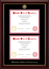 Milwaukee School of Engineering diploma frame - Gold Engraved Double Diploma Frame in Gallery