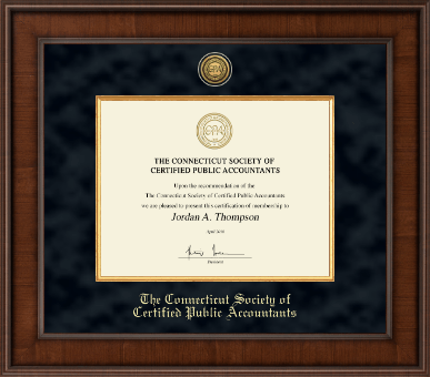 Connecticut Society of Certified Public Accountants certificate frame - Presidential Gold Engraved Certificate Frame in Madison
