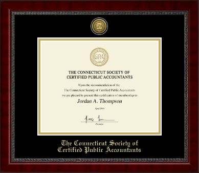 Connecticut Society of Certified Public Accountants certificate frame - Gold Engraved Medallion Certificate Frame in Sutton