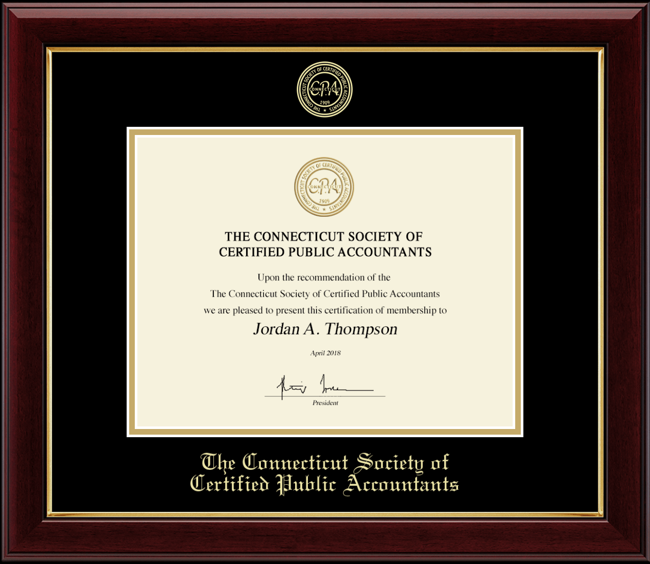 Connecticut Society of Certified Public Accountants Gold Embossed