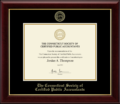 Connecticut Society of Certified Public Accountants certificate frame - Gold Embossed Certificate Frame in Gallery