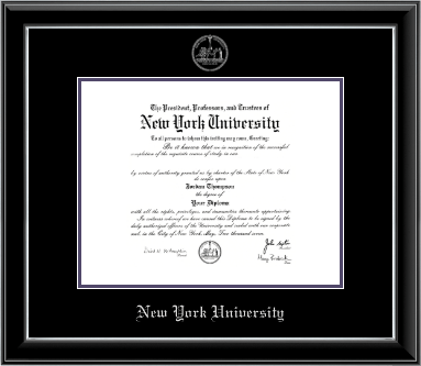New York University diploma frame - Silver Embossed Diploma Frame in Onyx Silver