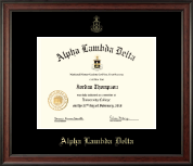 Alpha Lambda Delta Gold Embossed Certificate Frame in Studio