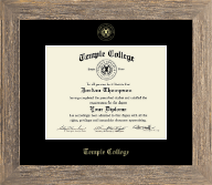 Temple College Gold Embossed Diploma Frame in Barnwood Gray