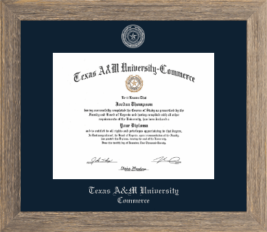Texas A&M University - Commerce diploma frame - Silver Embossed Diploma Frame in Barnwood Gray