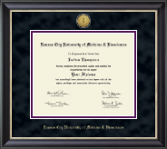 Kansas City University of Medicine and Biosciences Gold Engraved Medallion Diploma Frame in Noir