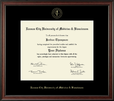 Kansas City University of Medicine and Biosciences diploma frame - Gold Embossed Diploma Frame in Studio