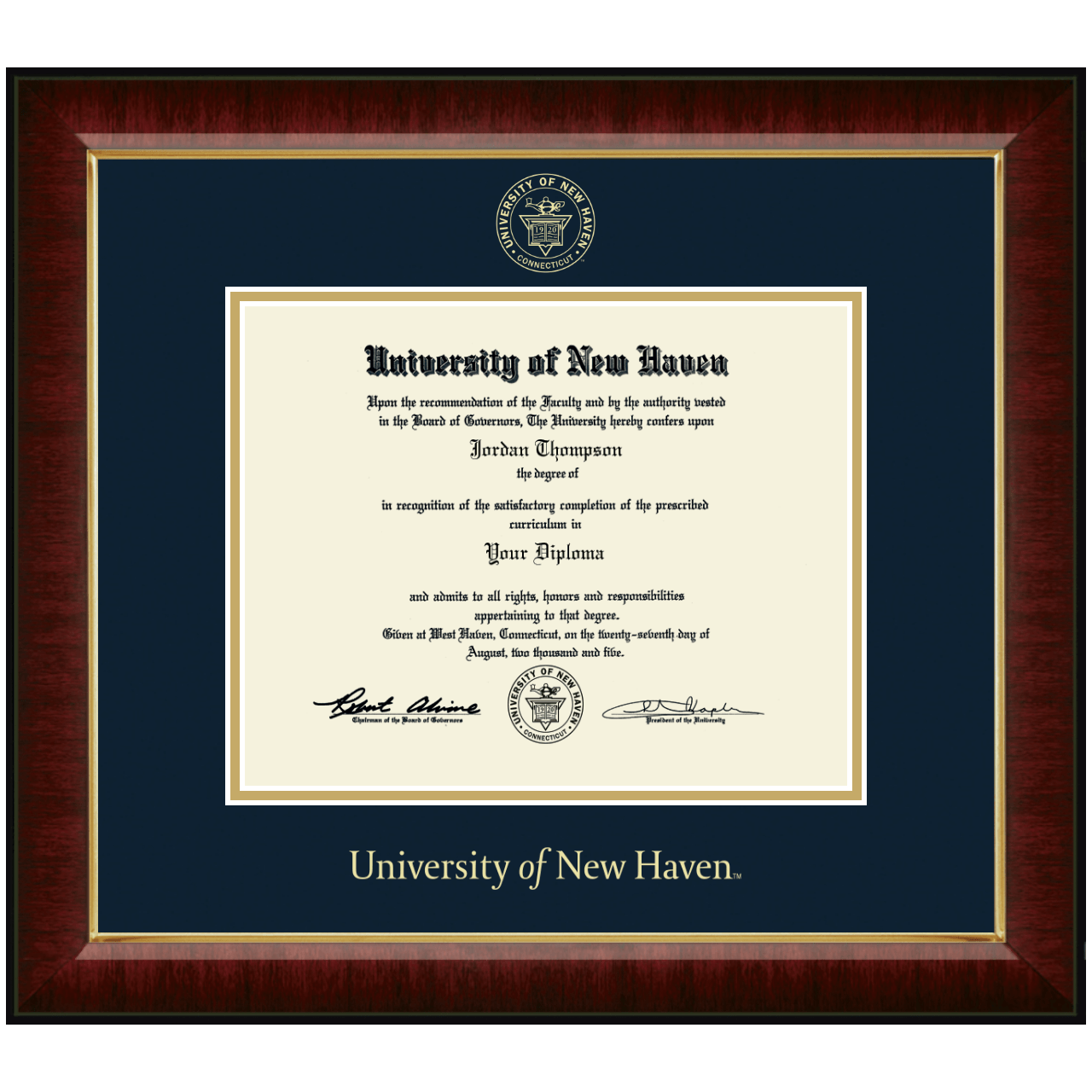 Gold Embossed Diploma Frame in Murano University of New Haven Item
