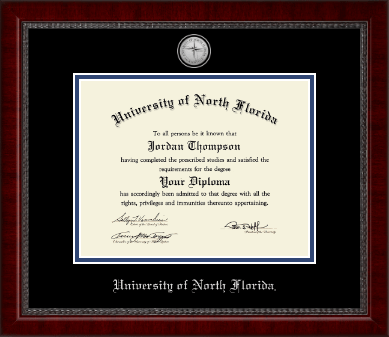 University of North Florida diploma frame - Silver Engraved Medallion Diploma Frame in Sutton