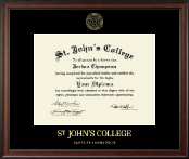 St. John's College-Annapolis diploma frame - Gold Embossed Diploma Frame in Studio