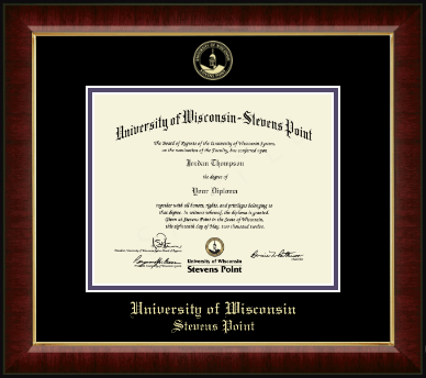 University of Wisconsin Stevens Point diploma frame - Gold Embossed Diploma Frame in Murano