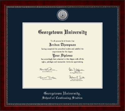 Georgetown University diploma frame - Silver Engraved Medallion Diploma Frame in Sutton