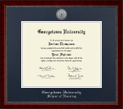 Georgetown University diploma frame - Silver Engraved Medallion Diploma Frame in Sutton