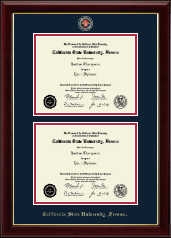 California State University Fresno Masterpiece Medallion Double Diploma Frame in Gallery