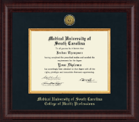 Medical University of South Carolina Presidential Gold Engraved Diploma Frame in Premier