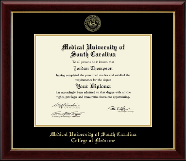 Medical University of South Carolina diploma frame - Gold Embossed Diploma Frame in Gallery
