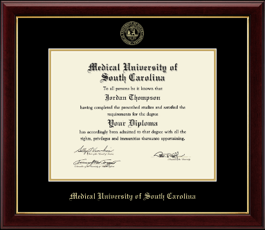 Medical University of South Carolina diploma frame - Gold Embossed Diploma Frame in Gallery