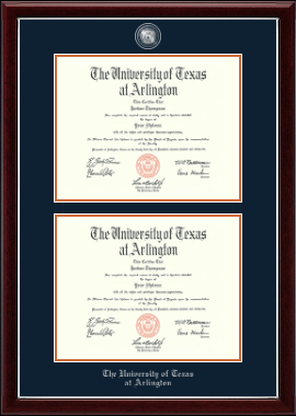 The University of Texas at Arlington diploma frame - Masterpiece Medallion Double Diploma Frame in Gallery Silver