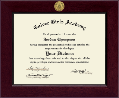 Culver Academies diploma frame - Century Gold Engraved Diploma Frame in Cordova