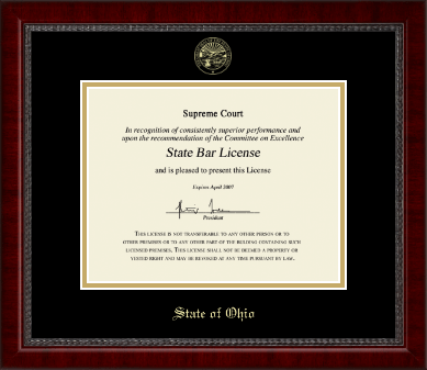 State of Ohio certificate frame - Gold Embossed Certificate Frame Sutton in Sutton