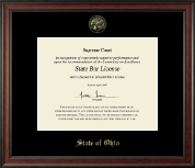 State of Ohio Gold Embossed Certificate Frame Studio in Studio