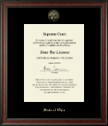 State of Ohio Gold Embossed Certificate Frame Vertical in Studio