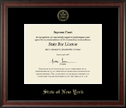 State of New York Gold Embossed Certificate Frame in Studio
