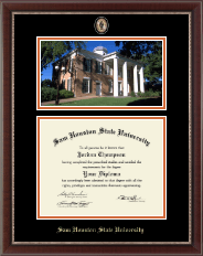 Sam Houston State University diploma frame - Campus Scene Masterpiece Diploma Frame in Chateau