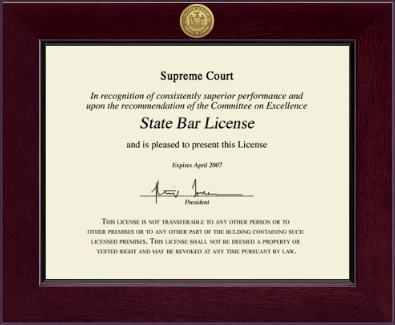 State of New York certificate frame - Century Gold Engraved Certificate Frame in Cordova