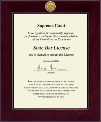 State of New York certificate frame - Century Gold Engraved Certificate Frame in Cordova