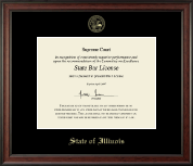 State of Illinois Gold Embossed Certificate Frame in Studio