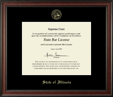 State of Illinois certificate frame - Gold Embossed Certificate Frame in Studio