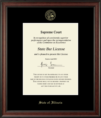 State of Illinois certificate frame - Gold Embossed Certificate Frame in Studio